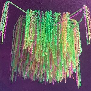 Vibrant Neon Fringe Ceiling Decor